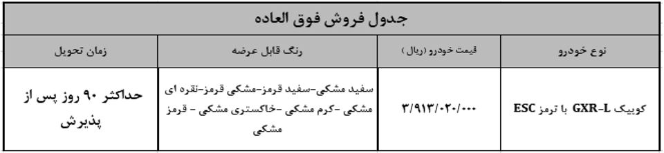 فروش فوق العاده کوییک جی ایکس ار سایپا