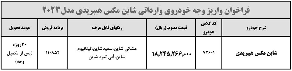 فروش فوق العاده شاین مکس هیبریدی