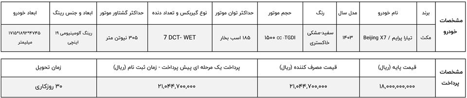 فروش نقدی بایک ایکس 7 دیار خودرو