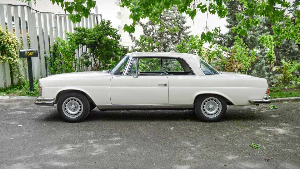 طراحی نمای کنار مرسدسبنز 280SE کوپه 1970